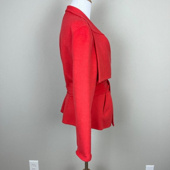 Etcetera Cardigan‎ Jacket Womens 6 Coral Wool Angora Belted Long Sleeve V-Neck - Picture 4 of 14